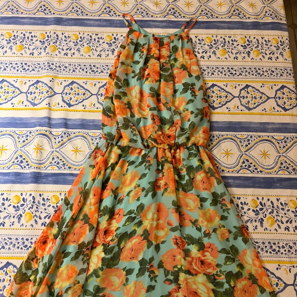 LUSH Floral Pattern Halter Dress